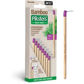 Bamboo Right Angle Piksters | Interdental Brushes | Sizes 00,1,3,5 | 24 Pack (24 Pack, Size 1 (Purple))