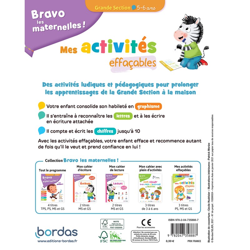 Bravo les maternelles - Mes activités effaçables - Grande section: