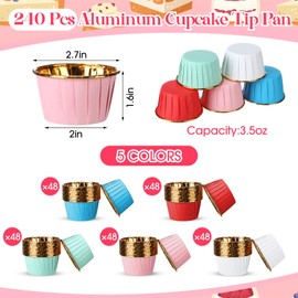 240 Pack Gold Foil Cupcake Liners Bulk 3.5 oz Disposable Party Cupcake Baking Cups Colorful Foil Muffin Liners Metallic Baking Wrappers Holders(Solid Color Style)