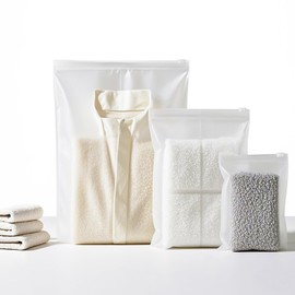 Clothing Packing Bags for Travel - Translucent Reusable Space Saver Bag - Ziplock Storage Pouches for Organizing Clothes,Shoes,Cosmetics- 10 Sets in 3 Sizes(10 Large/10 Medium/10 Small)