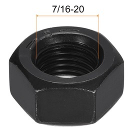 TA-VIGOR 5Pcs Hex Nuts, 7/16"-20 UNC Self Locking Nuts, Carbon Steel Grade 8.8 Oxide Hexagon Nutstones for Lock Washers, Bolts, Screws, Black