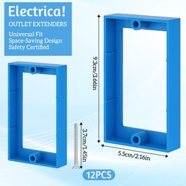 12Pcs 1/2" Single Gang Electrical Box with 24 Screws, Electrical Outlet Boxes Extender 1 Gang Receptacle Extender for Electricals Box and Outlet Switches(Blue)