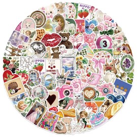 100Pcs Aesthetic Vinyl Stickers,Y2K Retro Graffiti Stickers,Waterproof Sticker for Phone Laptop Bottles Skateboard Computer Phone Luggage Guitar Gifts Sticker for Kids Teens Girls