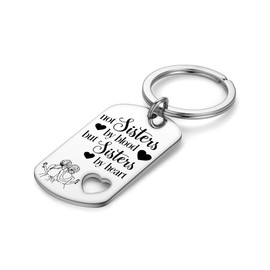 UOIPENGYI Best Friend Keychain,Not Sisters by Blood But Sisters by Heart Friendship Gifts for Women Sister Birthday BFF Jewelry