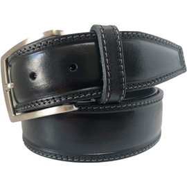 MENS BELT BLACK 100% ITALIAN FULL GRAIN SINGLE SKIN HIDE LEATHER BELT DOUBLE STITCHED 40MM (MEDIUM 32-35 INCJES)