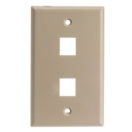 Keystone Wall Plate 2 Port, Beige (Cat5e, Cat6, Coax (Video), Aux (Cat6 for Data, IP Phone, POTS or Other), Single Gang, CableWholesale