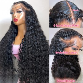 26 Inch Deep Wave Lace Front Wigs Human Hair Pre Plucked 200% Density 13x6 Deep Curly Lace Frontal Human Hair Wig For Women Natural Color