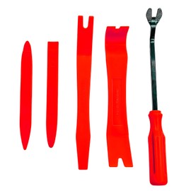 QKWL 5PCS Plastic Pry Tool Kit Auto, Interior Trim Removal Kit,Durable and Resistant to Bending, and Cracking Fits Most Sedans, SUVs, Trucks, and Vans (Red)