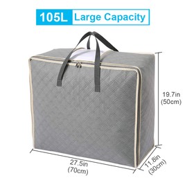 Astoryou 105L Large Storage Bags with Zips, 2 PCS Duvet Storage Bag King Size, Breathable Underbed Storage Bags for Bedding, Clothes, Duvets, Pillows, Quilt, Blankets