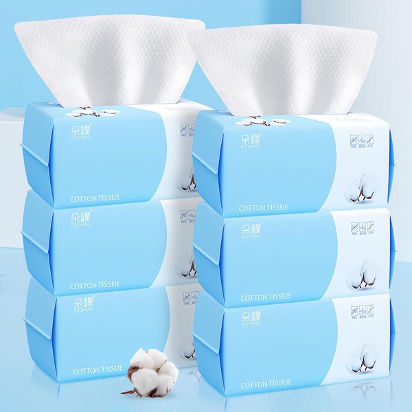 Cotton Facial Dry Wipes 100 Count, Deeply Cleansing Disposable Face