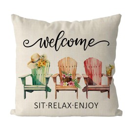 GAGEC Summer Pillow Covers 18x18 Inch Outdoor Chair Floral Decorative Throw Pillow Covers Seasonal Holiday Cushion Case Farmhouse Home Sofa Living Room Decorations