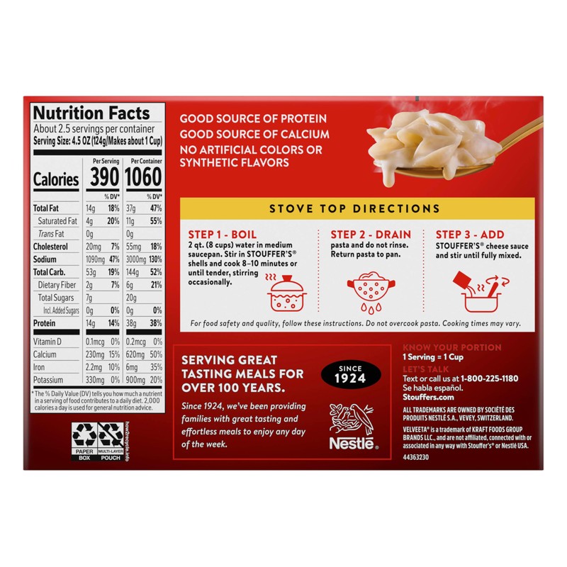 Stouffer's Supreme Shells, Three Cheese, Stovetop Mac & Cheese