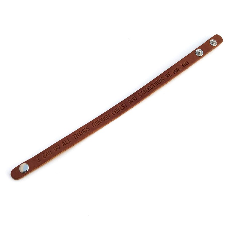 FORGIVEN JEWELRY Leather Bracelet Stamped Philippians 413 Size Small