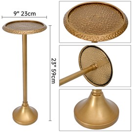 SwallowLiving Modern Side Table, 9 x 9 x 23.23, Antique Gold, Elegant Accent Table for Living Room or Bedroom