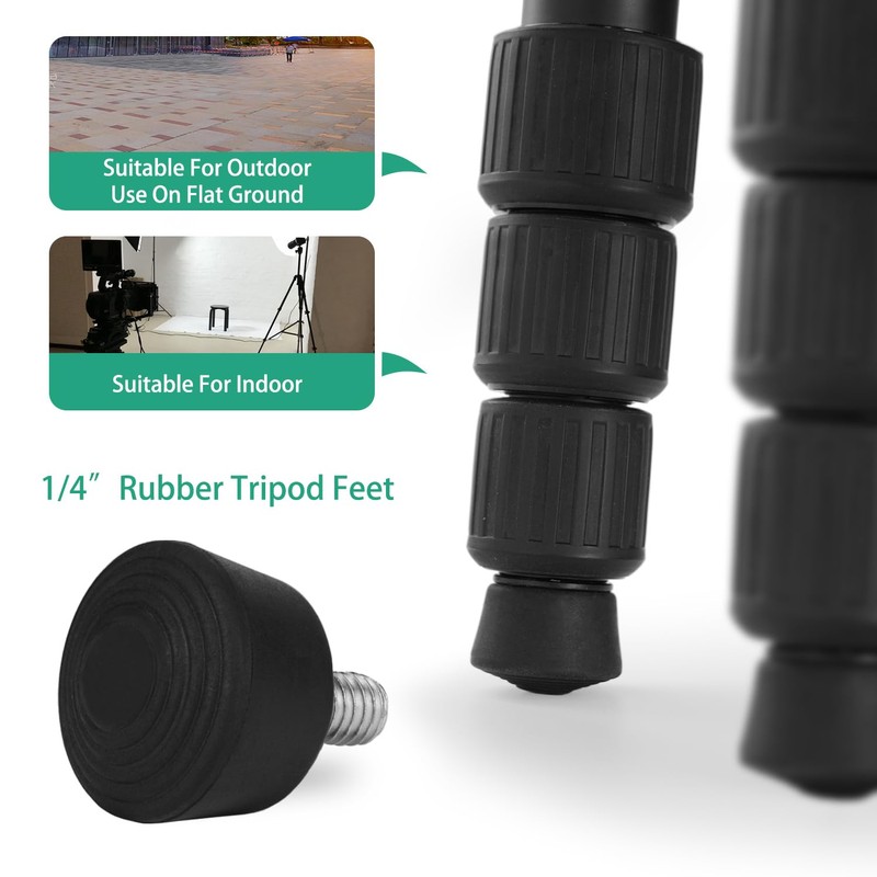 Rigych 6 Pcs Tripod Spike Feet 1/4-20 Thread Rubber Anti-Slip