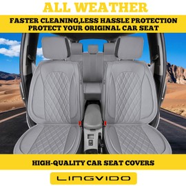 LINGVIDO Car Seat Covers Set – Premium Nappa Leather for Front Seats (2 Seats), Durable, Comfortable & Easy to Install, Fits Most Cars, Sedans, SUVs – Ideal for Commuters, Families & Road Trips