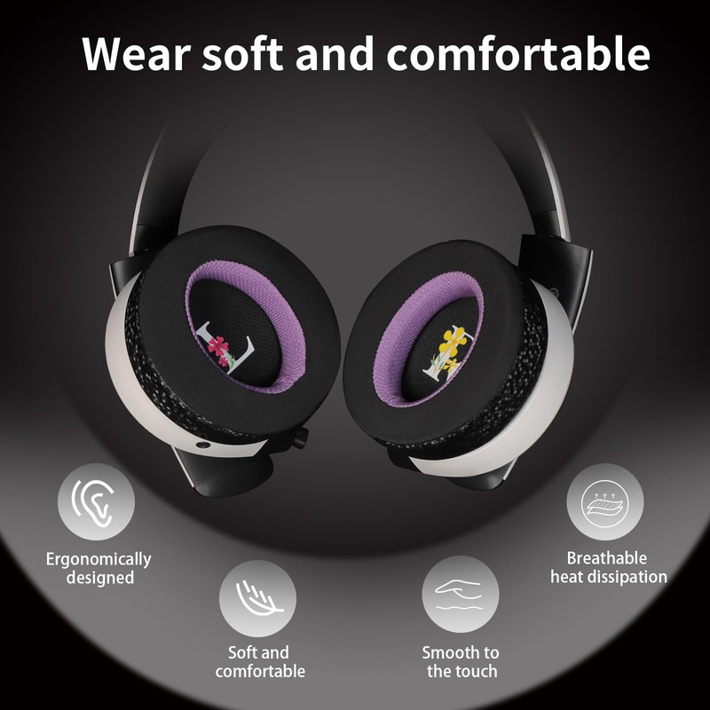 Jomwag Magic Ice Gel Replacement Earpads for Alienware AW510H/AW310H, Black/Purple