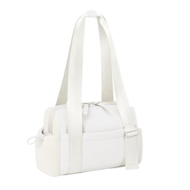 Mini Gym Bag for Women Girls Small Gym Tote Bag with Wet Compartment Waterproof Travel Duffle Bag Cute Workout Sport Bag - Color: white