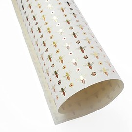 Rossi Italian Gold Foil Letterpress Paper- Bees and Flowers in Red and Gold 20x28" Sheet