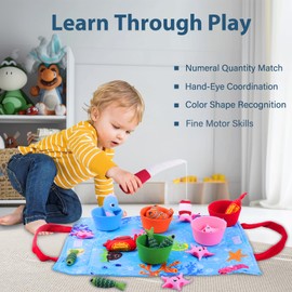 Envyvip Envyvip Toddler Toys Montessori Toys for 1 Year Old Baby Boy Girl Birthday Gift, 22pcs Cloth Fishing Game Learning Toys for Toddlers 1-3 - Number Counting, Color Sorting, Fine Motor Skills