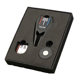 Multifunctional Golf Divot Repair Tool with Strong Magnetic Golf Ball Marker & Hat Clip, Metal Golf Ball Cleaner with Thin Tips, Suitable for both men and women, and can be used as a gift. (Black)