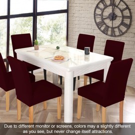 JQinHome 6 Pcs Dining Chair Slipcover,High Stretch Removable Washable Chair Seat Protector Cover for Home Party Hotel Wedding Ceremony (Burgundy)