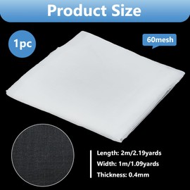 BENECREAT 39x78 Inch White Nylon Mesh Filter, 60 Mesh Reusable Water Strain Mesh Heat Resistant Fine Filter Mesh for Paint, Home Brewing, 0.1mm Thick