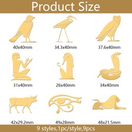 OLYCRAFT Golden Metal Stickers - Egyptian Writing, Sphinx Eagle Energy Stickers, 1.6x1.6 inch, Self Adhesive, for DIY Scrapbooks & Epoxy Resin Decoration