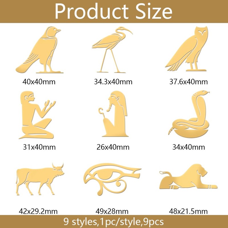 OLYCRAFT Golden Metal Stickers - Egyptian Writing, Sphinx Eagle Energy