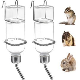 MEISO Pack of 2 Hanging Pets Water Bottles, Drinking Bottle Rabbit with Holder, Drinking Bottle for Rodents, 350 ml Pets Water Bottles for Rabbits, Hamsters, Guinea Pigs, Chinchillas