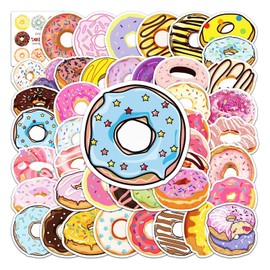 50 Packs Donut Stickers Water Bottles Laptop Phone Motorcycle Computer Guitar Skateboard Hydroflasks Cute Sweet Vinyl Sticker Waterproof Aesthetic Trendy Decals for Teens Girls Adults