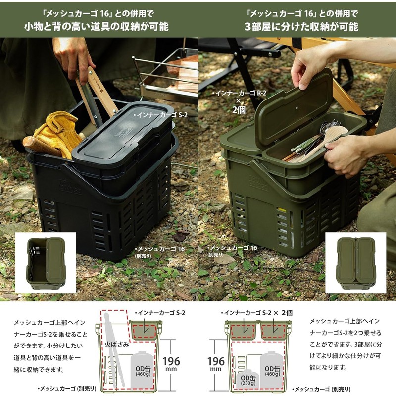 RISU GHON217 Storage Case, Trunk Cargo, Inner Cargo S-2, Green,