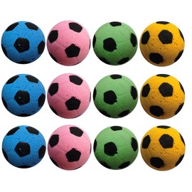 Sponge Soccer Balls Cat Toy,Two Color pet ball,Pet Wide Colorful Springs Cat Toys (Soccer Balls 12PCS)