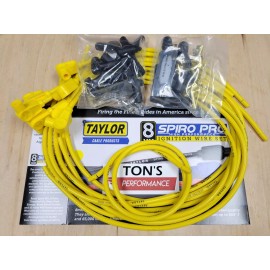 Taylor Cable 73451 8mm Spiro Pro Universal Spark Plug Wire Set Yellow 90 degree