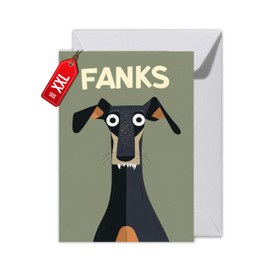 WBdesignz Thank You Card with Envelope - Thank You Card "Fanks" Thank You Card Doberman Thank You Card for Friends Partner Colleagues (XXL DIN A4, Fanks)