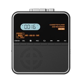 FIOLEES Portable Tape Player Recorder, Audio Cassette to Digital Converter by USB or SD Card