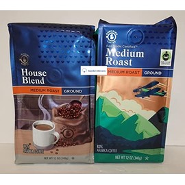 Barissimo House Blend and Medium Roast Ground Coffee 12oz 340g (Two Bags)