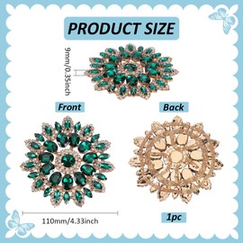 FINGERINSPIRE Green Round Glass Rhinestone Applique with Metal Chain Back 11cm Floral Rhinestone Patch Crystal Patch Flower Rhinestone Appliques for Wedding Bridal Wedding Dress DIY Garments