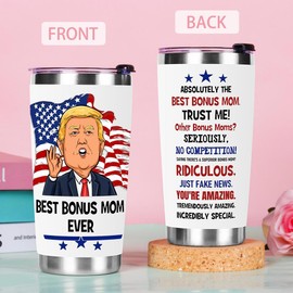 Breezy Valley Bonus Mom Tumbler Christmas Gifts for Stepmom from Daughter Son - Bonus Mom Gifts for Christmas, Stepmom Funny Birthday Appreciation Gifts Ideas, Best Bonus Mom Ever Tumbler Coffee Cup