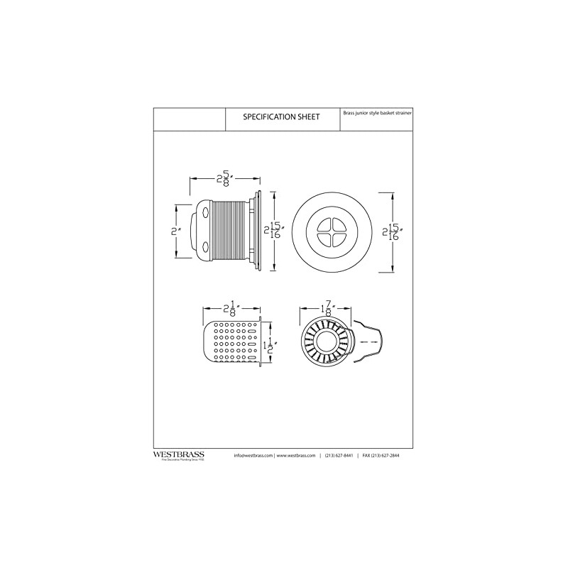 Westbrass A218-62 Junior Bar and Laundry Sink Drain Assembly with