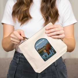 Lantern Press Newfoundland, Lithograph, Reflection Pond and Bull Moose, 100% Cotton Zipper Pouch, Travel Accessory, Go Bag
