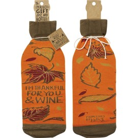 Primitives by Kathy Bottle Sock - I'm Thankful for You and Wine