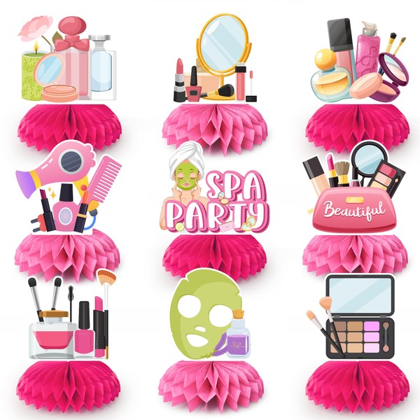 Spa Party Honeycomb Centerpiece Decorations, 9pcs Make Up Honeycomb Centerpiece