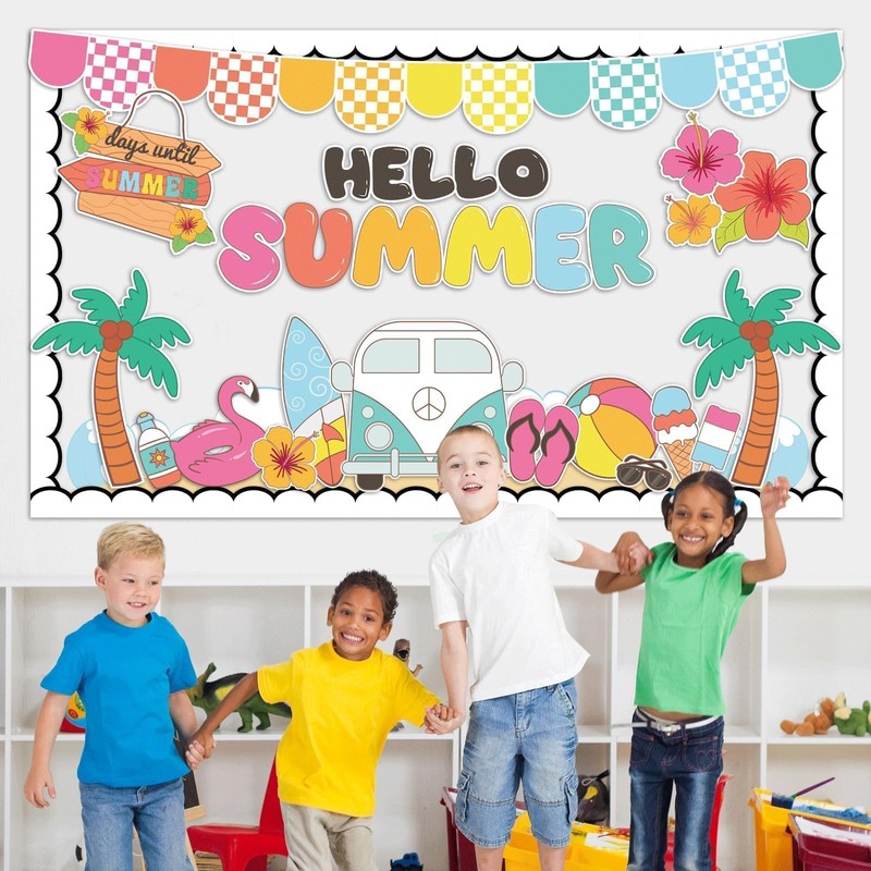 Hello Summer Bulletin Board Summer Beach Cutouts Summertime Bulletin Board