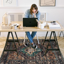 Anidaroel Office Chair Mat for Hardwood & Tile Floor, 4x6 Floor Mat for Office Chair, Under Desk Rug for Rolling Chair on Hardwood, Low Pile Carpet Floor Protector Rug, Easy to Clean, Dull Brown