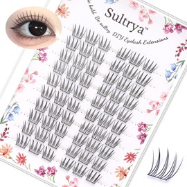 Sultrya Triangle Tip DIY Eyelash Extensions Cluster Lashes Spiky False Eyelashes Individual Lash Clusters 60pcs Wispy Fans Ultra Thin Lightweight Natural Look Stage Ready Eyes