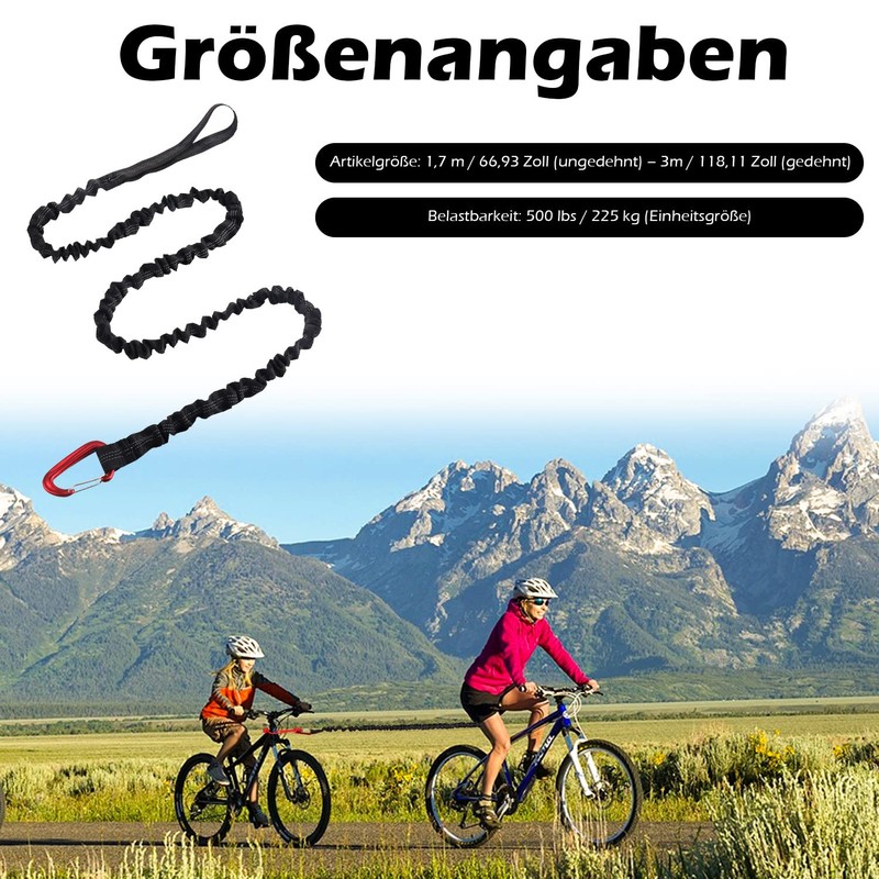 Tow Rope, 3 Metre Bicycle Tow Strap, Elastic, Load Capacity