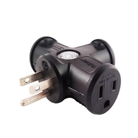 Uninex PS46 T-Shape 3-Outlet Adapter, Outdoor, Heavy Duty, UL Listed, Black, 1-Pack