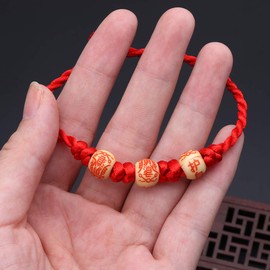 MISHITI Kabbalah Red String Braided Bracelet Protection for Good Luck Amulet Jewellery, Cotton red cord
