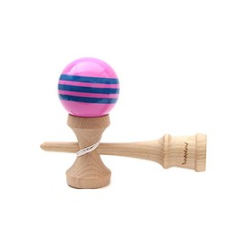 【DAMAKEN】 けん玉 ストリートけん玉 フリースタイル ケンダマ 【見やすい ストライプ 模様 モデル 】技 成功率UP 木のおもちゃ けん玉 プレゼントにも エクストリームけん玉 (ピンク)